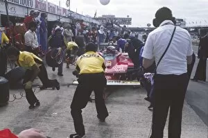 Tyre Collection: 1979 British Grand Prix: Gilles Villeneuve 14th position, pit stop, action