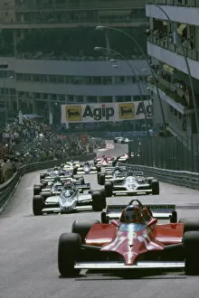 1980s F1 Gallery: 1981 Monaco Grand Prix: Gilles Villeneuve 1st position, leads the field through Beau Rivage, action