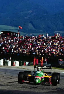 Images Dated 2nd April 2021: 1987 AUSTRIAN GP. Teo Fabi, Benetton Ford, finishes 3rd on the podium. Photo: LAT