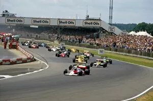 1980s F1 Gallery: 1987 British Grand Prix: Alain Prost leads Nelson Piquet and Nigel Mansell into Copse at the start