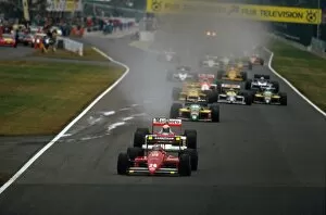 1980s F1 Gallery: 1987 Japanese Grand Prix: Gerhard Berger leads Alain Prost and Thierry Boutsen at the start