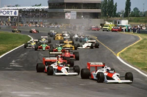 1988 Canadian Grand Prix - Start: Alain Prost and Ayrton Senna lead Gerhard Berger and Michele Alboreto at the start