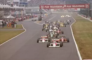 Images Dated 12th February 2010: 1989 Japanese Grand Prix: Alain Prost leads teammate Ayrton Senna and Gerhard Berger at the start