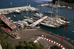 Water Collection: 1989 Monaco Grand Prix: Alain Prost 2nd position at the Nouvelle Chicane with the harbour behind