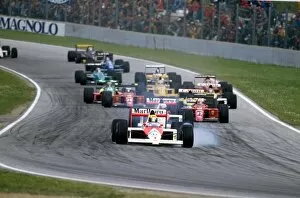 Images Dated 12th February 2010: 1989 San Marino Grand Prix: Ayrton Senna locks up at Tosa whilst leading the field. Ref-89 SM 07