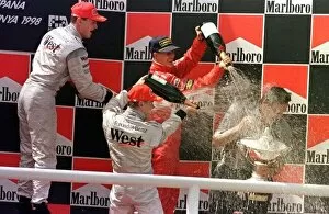 Images Dated 16th April 2021: 1998 SPANISH GP. The winner of the race, Mika Hakkinen, McLaren Mercedes