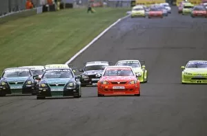 Images Dated 9th October 2013: 2001 British Touring car: Start of the Touring car race at Donington