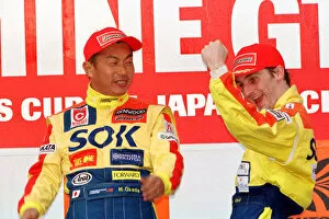 Images Dated 25th August 2022: 2001 Japanese GT Championship Mine, Japan. 11th November 2001. GT 500 - podium