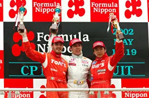 Images Dated 25th August 2022: 2002 Japanese Formula Three Mine, Japan. 19th May 2002. Race podium. World Copyright