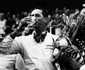 2003 Racing Past... Exhibition: 1966 French Grand Prix, Reims. Jack Brabham celebrates victory