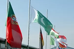 Flags Gallery: A1 Grand Prix: Flags fly at half mast out of respect for the victims of the Asia Earthquake
