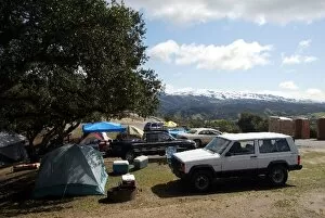 A1 Grand Prix: Snow on the nearby hilltops beyond the camping area