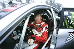 Images Dated 22nd January 2009: Arctic Rally: Mika Hakkinen Mitsubishi Lancer on the Shakedown Stage