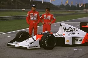 Images Dated 24th April 2021: Ayrton Senna and Team mate Alain Prost Formula One World Championship World ©LA
