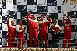 Images Dated 12th March 2006: Bahrain Pro Celebrity Race: The podium: Martin Brundle; Nigel Mansell; Sir Steve Redgrave; Garth