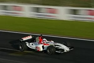 Images Dated 1st February 2004: BAR Honda 006 Car Launch: Takuma Sato has his first run in the new BAR Honda 006