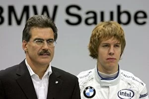 Images Dated 16th January 2007: BMW F1.07 Launch: L-R: Dr Mario Theissen, BMW Motorsport Director, and Sebastien Vettel