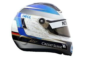 Images Dated 16th January 2007: BMW Sauber F1.07 First Run: The helmet of Nick Heidfeld BMW Sauber F1, side view