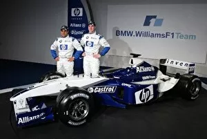 Images Dated 31st January 2003: BMW Williams F1 Launch: Juan Pablo Montoya, left, and Ralf Schumacher with the BMW Williams FW25
