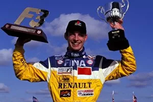 F3 Collection: British Formula 3 Championship: Race winner Jenson Button Promatecme celebrates with his trophies