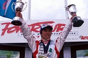 F3 Collection: British Formula Three Championship: Race winner Takuma Sato Carlin Motorsport celebrates
