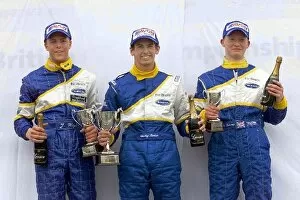 Team Collection: British Formula Ford Championship: Left to Right: Jan Heylen, Race Winner Westley Barber