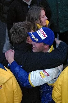 Images Dated 20th October 2002: British Formula Ford Festival: Jan Heylen celebrates with team members after winning the 2002