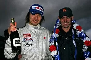 Images Dated 17th October 2004: British Formula Ford Festival: Yuya Sakamoto celebrates 2nd place with his engineer