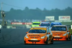 Images Dated 11th November 2003: British Touring Car Championship: Danny Buxton Team Halfords Peugeot 307 leads team mate Dan Eaves
