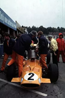 Images Dated 31st May 2021: Bruce McLaren, McLaren M7A (6thn place) US Grand Prix, Watkins Glen, USA