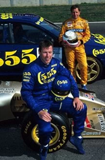 Britain Collection: Brundle and McRae Trade Places: Colin McRae poses with a Jordan Peugeot 195