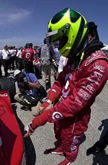 Images Dated 2nd June 2002: Bruno Junqueira suits up before qualifying fifth for the Miller Lite 250