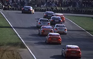 Images Dated 9th October 2013: BTCC Brands - Menu leads pack: Alain Menu leads the pack on his way to victory in the first race