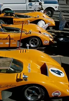 1969 Collection: Can-Am Challenge Cup: The McLaren M8B Chevrolet machines of Bruce McLaren