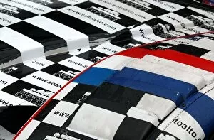 Images Dated 31st August 2003: The characteristic black and white blocked ads on the Dome S101 of Racing for Holland