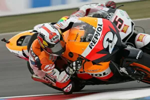 Images Dated 15th August 2008: Dani Pedrosa Repsol Honda Team struggles on the opening day of practice with his wrist