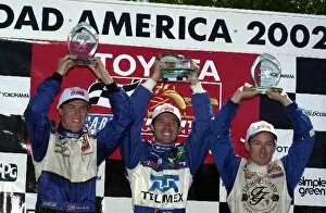 Images Dated 19th August 2002: A Dorricott Racing 1-2-3 on the podium (L to R): Alex Gurney (USA) third; Luis Diaz