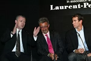 Images Dated 1st May 2003: Eddie Jordan (IRE), Jordan team owner, centre, with the CEO of Ford Europe