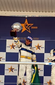 Euro F3000 Championship: Race winner Jaime Melo Jr. celebrates victory on the podium