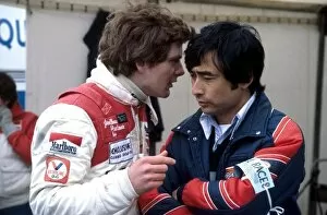 1982 Collection: European Formula Two Championship: Jonathan Palmer, Ralt-Honda talks with Hiroshi Yasukawa