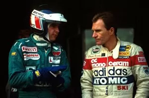 Images Dated 5th June 2001: European Touring Car Championships: Third place finisher Gerhard Berger BMW 635 talks with fellow