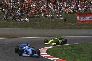 Images Dated 19th May 2000: F1 Spanish GP-Alex Wurz Benetton leads Marc Gene Minardi