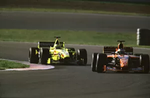 Images Dated 19th May 2000: F1 Spanish GP-Pedro De La Rosa leads Jarno Trulli-Action