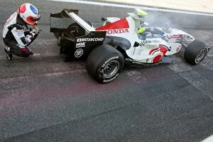 Images Dated 31st August 2006: F1 Testing: Rubens Barrichello Honda F1 suffers a blown engine