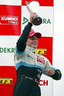 A1 Ring Collection: F3 Euro Series: Bruno Spengler ASM F3 Dallara Mercedes celebrates finishing 3rd in round 13