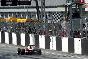 Images Dated 8th September 2003: F3 Euro Series: Ryan Briscoe Prema Powerteam Dallara Opel crosses the line to win the race