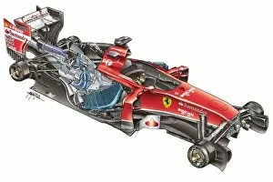 Images Dated 4th December 2018: Ferrari F14 T 3 / 4 view with no covers / wheels to expose detail