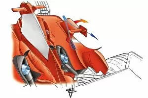 Aerodynamic Collection: Ferrari F2004 sidepod chimnies: MOTORSPORT IMAGES: Ferrari F2004 sidepod chimnies