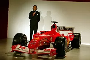 Images Dated 26th January 2004: Ferrari Launch: Ferrari President Luca di Montezemolo presents the new Ferrari F2004 to the media