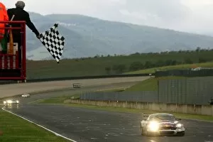 Chequered Flag Gallery: FIA GT Championship: Race winner Karl Wendlinger Race Alliance Aston Martin DBR9, crosses the line